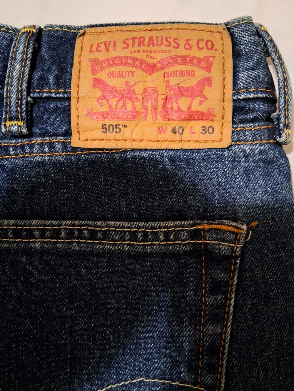Levi's 505 Reg Fit Jeans Men's 40x30 Dark Blue Denim 5-Pockets